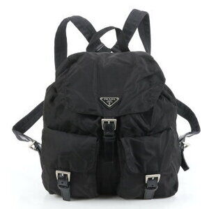 Prada Tessuto leather backpack triangle logo black